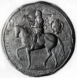 Sello del Protectorado con Oliver Cromwell a caballo, siglo XVII, 1899