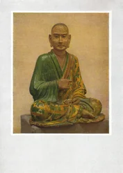 Figura sentada de un Lohan - Dinastía Tang, c7th a 10th siglo AD, 1936
