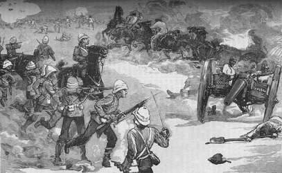 Segunda Batalla de Kassassin 9 de septiembre: Captura de Dos Cañones Krup por los Marines Reales, c. 1882