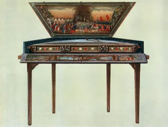 Dulcimer del siglo XVII de la colección de H. Boddington, 1948