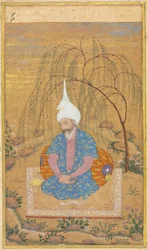 Shah Tahmasp I 1514-1576 sentado en un paisaje, c. 1575