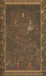 Tríada de Shaka y los Dieciséis Rakan, siglo XIV