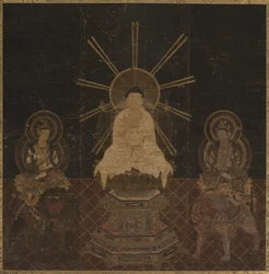 Shaka atendido por Fugen y Monju, 1185-1333