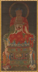 Tríada de Shakyamuni: Buda acompañado por Manjushri y Samantabhadra, 1300s