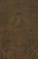Tríada de Shakyamuni: Buda acompañado por Manjushri y Samantabhadra, c. 900