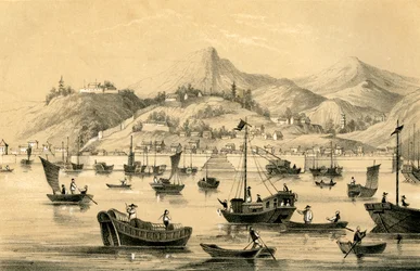 Shanghái, uno de los cinco puertos abiertos por el último tratado al comercio británico, 1847