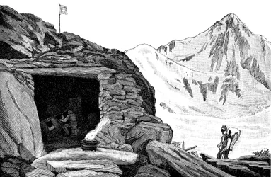 Refugio construido por el glaciólogo Louis Agassiz, glaciar Aar, Suiza, 1840 1885