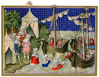 Barcos trayendo provisiones al ejército inglés, campaña de Ricardo II en Irlanda, 1399