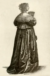 Muestra el vestido de una dama inglesa, 1640, 1937