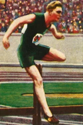 Sid Atkinson de Sudáfrica, ganador de los 110m vallas, 1928