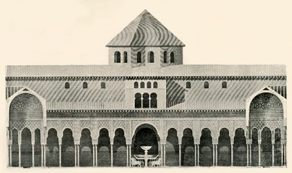 Elevación lateral del Patio de los Leones y la Fuente, siglo XIX, 1907