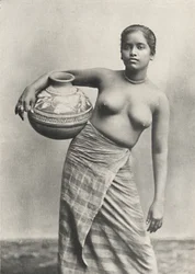 Singhalesin des Niederlands sin la vestimenta superior habitual, 1926