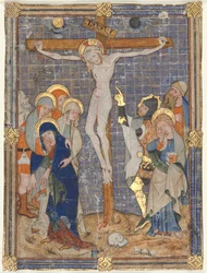 Miniatura única extraída de un misal: La crucifixión, c. 1385-1390