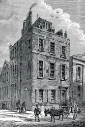 Casa de Sir Isaac Newton en la esquina de las calles Orange y St Martins, Londres, c1880