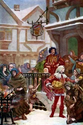 Sir Richard Whittington distribuyendo caridad, c1900