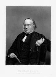 Sir Rowland Hill, maestro británico, panfletista y creador del franqueo de un penique, siglo XIX