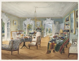 Sala de estar en una finca rural, 1830-1840s