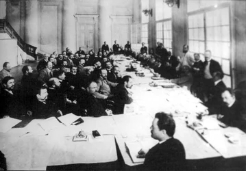 Sesión de la comisión agrícola de la Primera Duma, San Petersburgo, Rusia, 1906