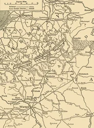 Mapa esquemático para ilustrar el ataque alemán al norte de Varsovia en febrero