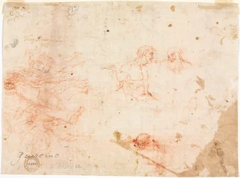 Boceto de dos hombres y otras figuras varias