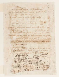 Página de cuaderno de bocetos con escenas de caza
