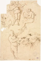 Bocetos de cabezas y figuras, 1600s
