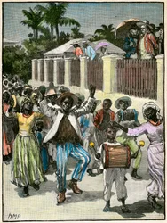 Festival de emancipación de la esclavitud en Barbados, c. 1880