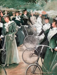 Damas de sociedad en bicicleta en Hyde Park, Londres, 1896
