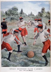 Soldados del ejército francés jugando al fútbol, 1902