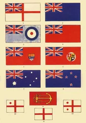 Algunas banderas de Gran Bretaña y de la Commonwealth, c. 1948