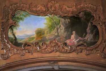 Somme, Abadía Cisterciense de Valloires del siglo XII, reconstruida en el siglo XVII, pintura atribuida a François Boucher en la sacristía de la Abadía