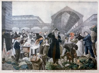 Puesto de sopa en el mercado de Les Halles por la mañana, 1897