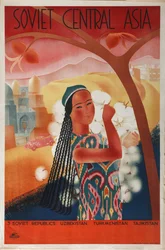 Póster de Asia Central Soviética de la compañía Intourist, 1934