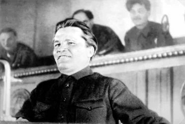 Político soviético Sergei Kirov, 17º Congreso del Partido Comunista, Moscú, URSS, 1934