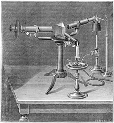 Aparato espectroscópico utilizado por Robert Wilhelm Bunsen y Gustav Robert Kirchhoff, c. 1895