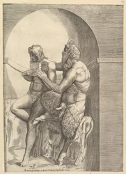 Speculum Romanae Magnificentiae: Pan enseñando al joven Olimpo a tocar la flauta, ca. 1540-80