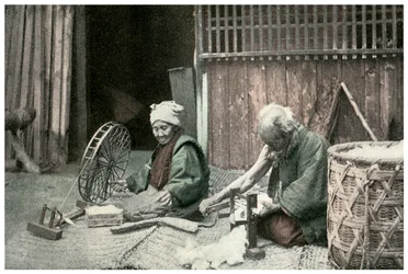 Hilando algodón, Japón, 1904