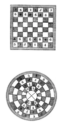 Tableros de ajedrez cuadrados y circulares, siglo XIV, 1833