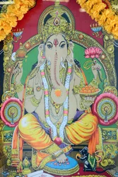 Templo Sri Thenday Yutthapani. Ganesh. Pintura. Ciudad Ho Chi Minh. Vietnam