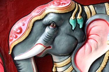 Templo hindú Sri Vadapathira Kaliamman. Elefante. Singapur