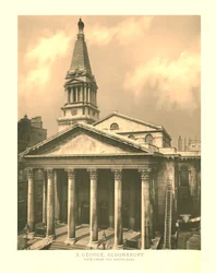 San Jorge, Bloomsbury, vista desde el sureste, mediados-finales del siglo XIX