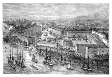 Muelles de Santa Catalina, Londres, finales del siglo XIX