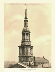 St Leonard, Shoreditch, El Campanario, mediados-finales del siglo XIX