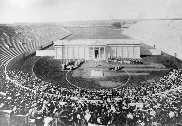 Estadio, Universidad de Harvard, Cambridge, Massachusetts, EE.UU., principios del siglo XX