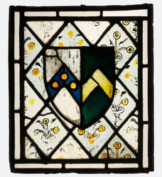 Panel de Vidrio Templado con Escudo Heráldico de Johnson, Británico, ca. 1500