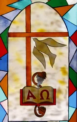 Vidriera: símbolos cristianos, Togoville, Togo