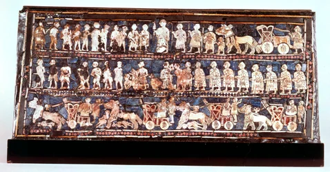 Estandarte de Ur, el lado de la guerra, del Cementerio Real de Ur, sumerio, c2500 a.C.