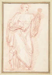 Figura masculina de pie con libro