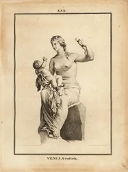 Estatua de Venus Genetrix, diosa romana del amor, la belleza, el sexo y la fertilidad, como madre con el niño Eros