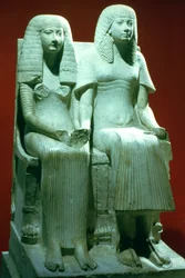 Estatua de un esposo y una esposa, egipcia, XVIII dinastía